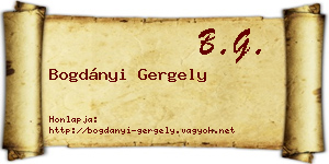 Bogdányi Gergely névjegykártya